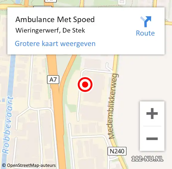 Locatie op kaart van de 112 melding: Ambulance Met Spoed Naar Wieringerwerf, De Stek op 16 juni 2023 11:56