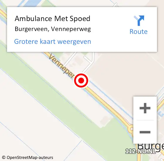 Locatie op kaart van de 112 melding: Ambulance Met Spoed Naar Burgerveen, Venneperweg op 16 juni 2023 12:03