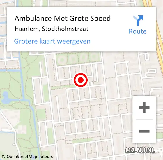 Locatie op kaart van de 112 melding: Ambulance Met Grote Spoed Naar Haarlem, Stockholmstraat op 16 juni 2023 12:09