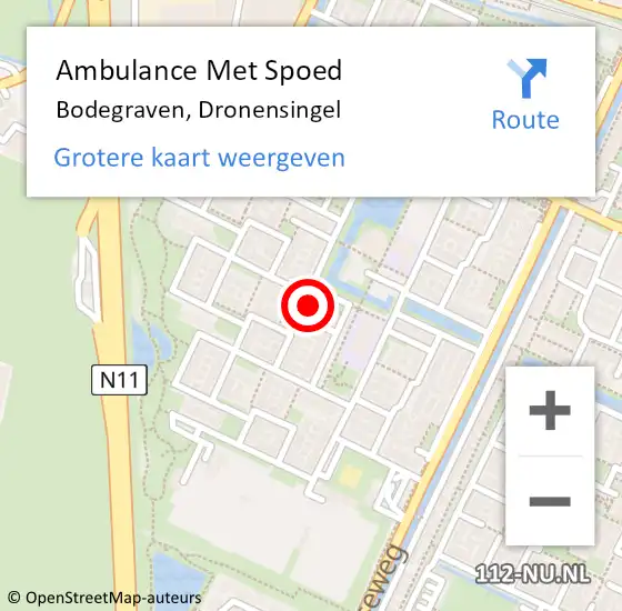 Locatie op kaart van de 112 melding: Ambulance Met Spoed Naar Bodegraven, Dronensingel op 16 juni 2023 12:13