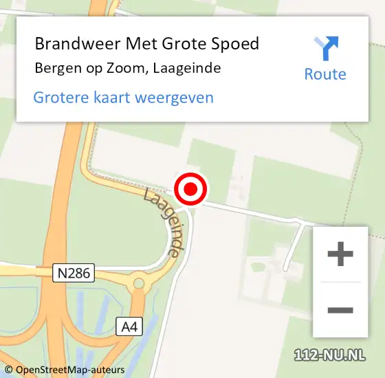 Locatie op kaart van de 112 melding: Brandweer Met Grote Spoed Naar Bergen op Zoom, Laageinde op 16 juni 2023 12:14