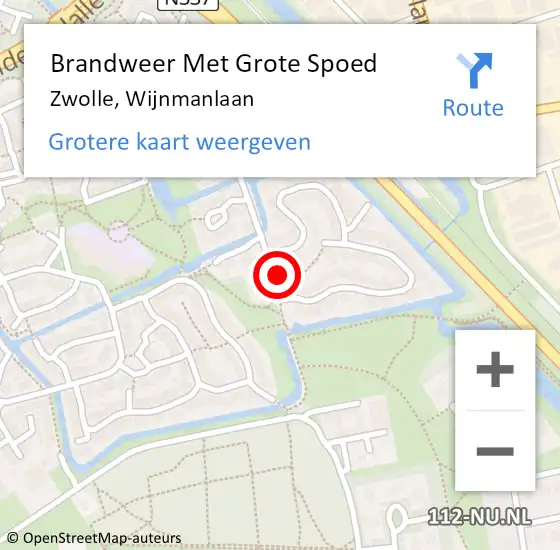 Locatie op kaart van de 112 melding: Brandweer Met Grote Spoed Naar Zwolle, Wijnmanlaan op 16 juni 2023 12:14