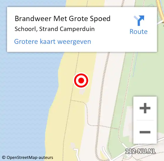 Locatie op kaart van de 112 melding: Brandweer Met Grote Spoed Naar Schoorl, Strand Camperduin op 16 juni 2023 12:40