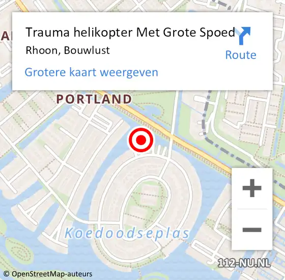 Locatie op kaart van de 112 melding: Trauma helikopter Met Grote Spoed Naar Rhoon, Bouwlust op 16 juni 2023 12:44
