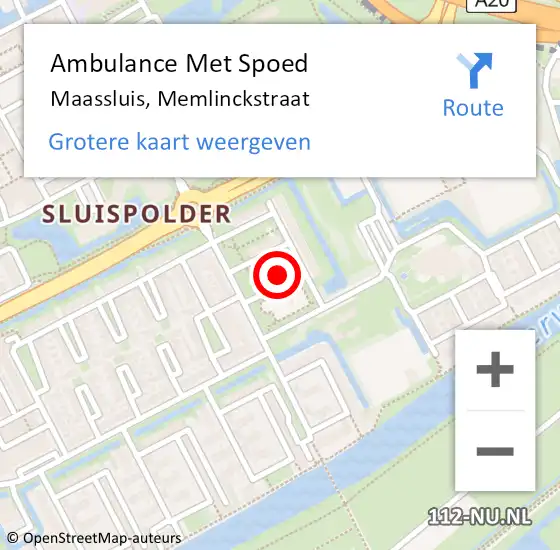 Locatie op kaart van de 112 melding: Ambulance Met Spoed Naar Maassluis, Memlinckstraat op 16 juni 2023 12:58