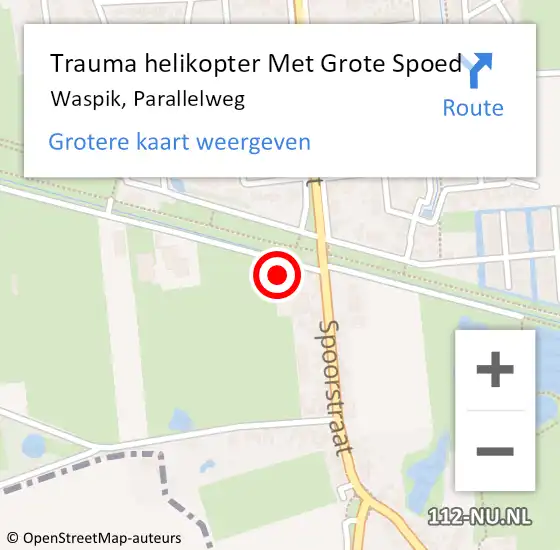 Locatie op kaart van de 112 melding: Trauma helikopter Met Grote Spoed Naar Waspik, Parallelweg op 16 juni 2023 13:03