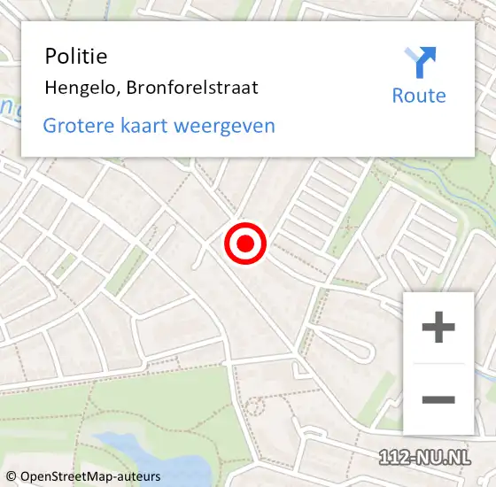 Locatie op kaart van de 112 melding: Politie Hengelo, Bronforelstraat op 16 juni 2023 13:29