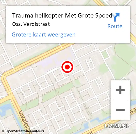 Locatie op kaart van de 112 melding: Trauma helikopter Met Grote Spoed Naar Oss, Verdistraat op 16 juni 2023 13:30