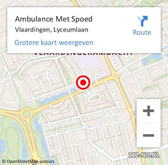 Locatie op kaart van de 112 melding: Ambulance Met Spoed Naar Vlaardingen, Lyceumlaan op 16 juni 2023 13:34