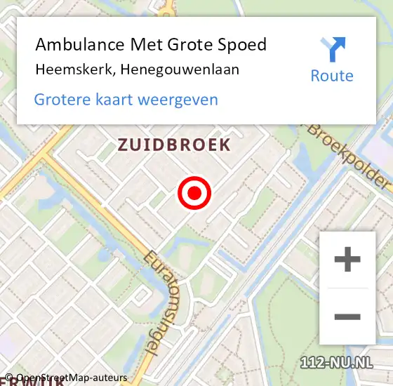 Locatie op kaart van de 112 melding: Ambulance Met Grote Spoed Naar Heemskerk, Henegouwenlaan op 16 juni 2023 13:38