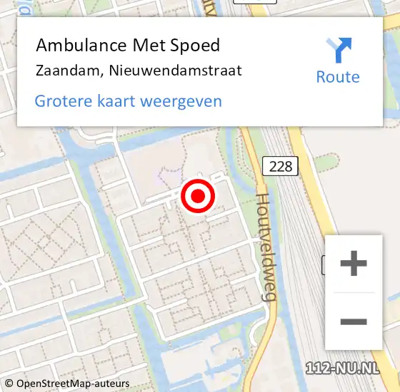 Locatie op kaart van de 112 melding: Ambulance Met Spoed Naar Zaandam, Nieuwendamstraat op 16 juni 2023 13:40