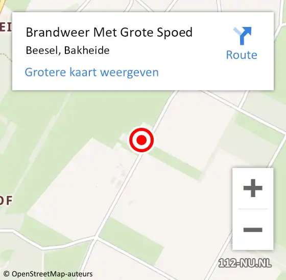 Locatie op kaart van de 112 melding: Brandweer Met Grote Spoed Naar Beesel, Bakheide op 16 juni 2023 13:42