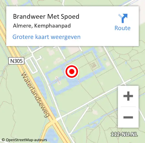 Locatie op kaart van de 112 melding: Brandweer Met Spoed Naar Almere, Kemphaanpad op 16 juni 2023 13:46