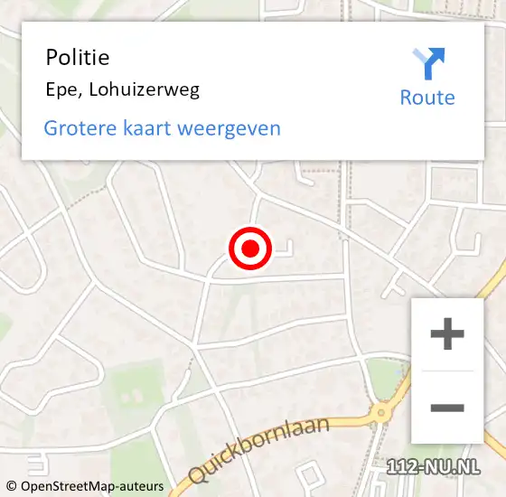 Locatie op kaart van de 112 melding: Politie Epe, Lohuizerweg op 16 juni 2023 14:06