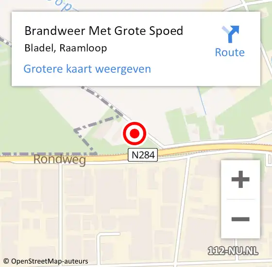 Locatie op kaart van de 112 melding: Brandweer Met Grote Spoed Naar Bladel, Raamloop op 16 juni 2023 14:15