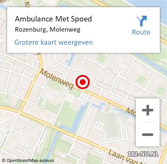 Locatie op kaart van de 112 melding: Ambulance Met Spoed Naar Rozenburg, Molenweg op 16 juni 2023 14:22