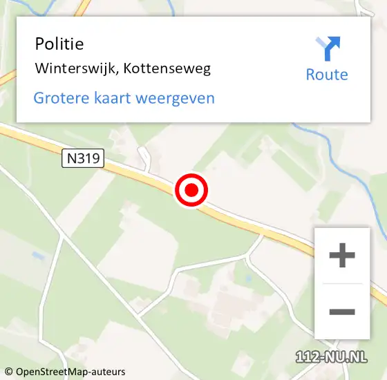 Locatie op kaart van de 112 melding: Politie Winterswijk, Kottenseweg op 16 juni 2023 14:29