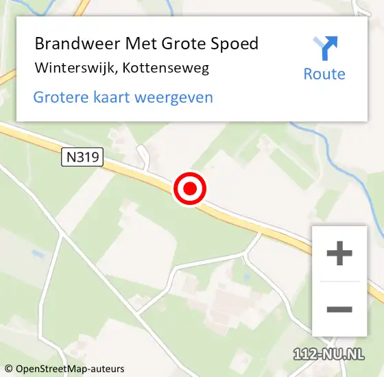 Locatie op kaart van de 112 melding: Brandweer Met Grote Spoed Naar Winterswijk, Kottenseweg op 16 juni 2023 14:32