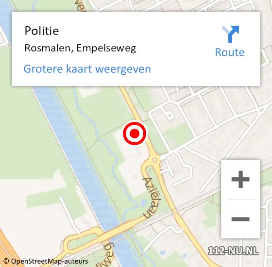 Locatie op kaart van de 112 melding: Politie Rosmalen, Empelseweg op 16 juni 2023 14:51