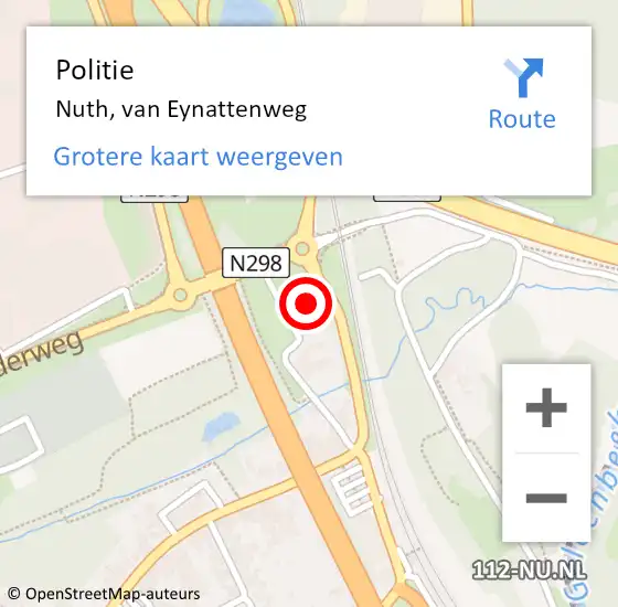 Locatie op kaart van de 112 melding: Politie Nuth, van Eynattenweg op 16 juni 2023 14:52