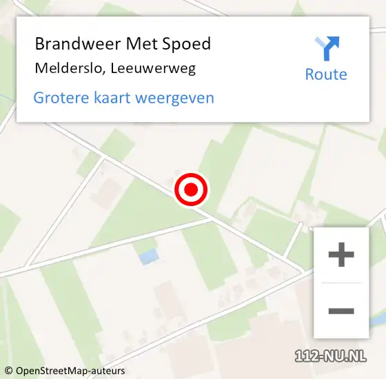 Locatie op kaart van de 112 melding: Brandweer Met Spoed Naar Melderslo, Leeuwerweg op 16 juni 2023 15:15