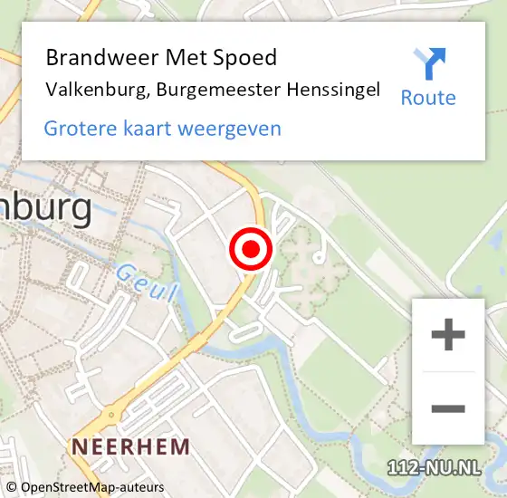 Locatie op kaart van de 112 melding: Brandweer Met Spoed Naar Valkenburg, Burgemeester Henssingel op 16 juni 2023 15:18