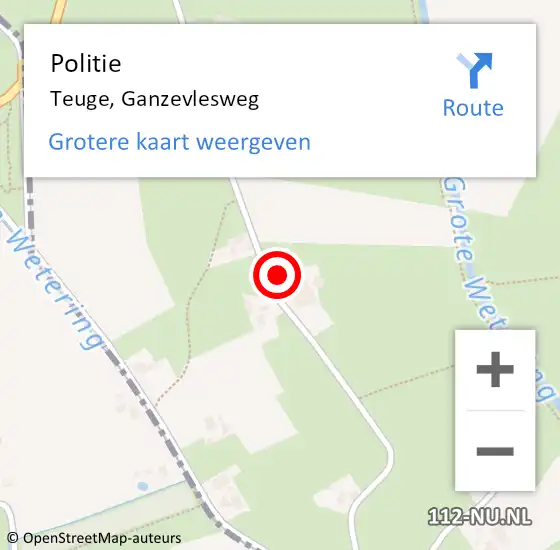 Locatie op kaart van de 112 melding: Politie Teuge, Ganzevlesweg op 16 juni 2023 15:18