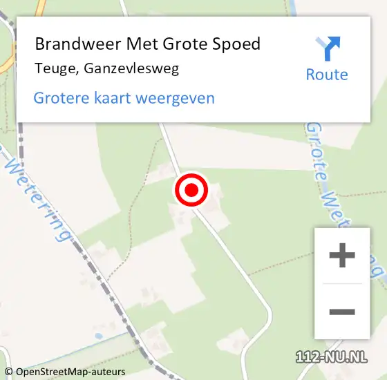 Locatie op kaart van de 112 melding: Brandweer Met Grote Spoed Naar Teuge, Ganzevlesweg op 16 juni 2023 15:19