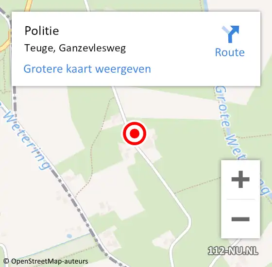 Locatie op kaart van de 112 melding: Politie Teuge, Ganzevlesweg op 16 juni 2023 15:20