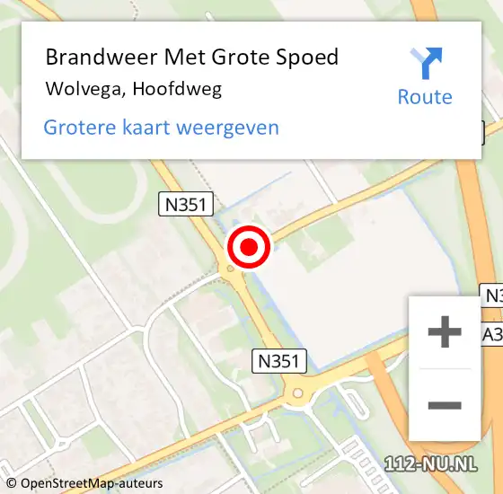 Locatie op kaart van de 112 melding: Brandweer Met Grote Spoed Naar Wolvega, Hoofdweg op 16 juni 2023 15:35