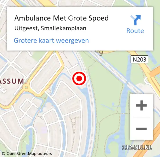 Locatie op kaart van de 112 melding: Ambulance Met Grote Spoed Naar Uitgeest, Smallekamplaan op 16 juni 2023 15:37