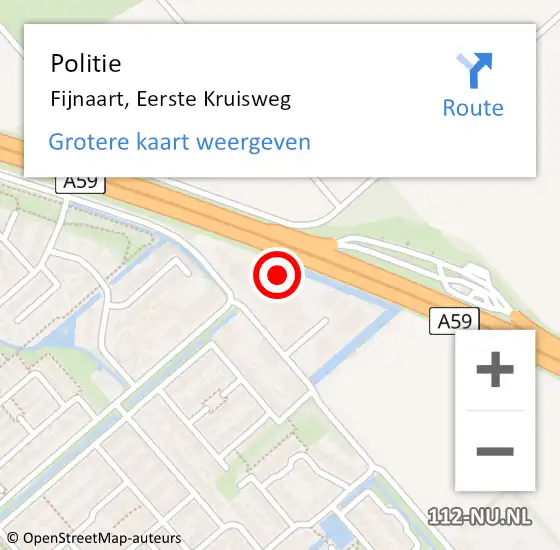 Locatie op kaart van de 112 melding: Politie Fijnaart, Eerste Kruisweg op 16 juni 2023 16:03