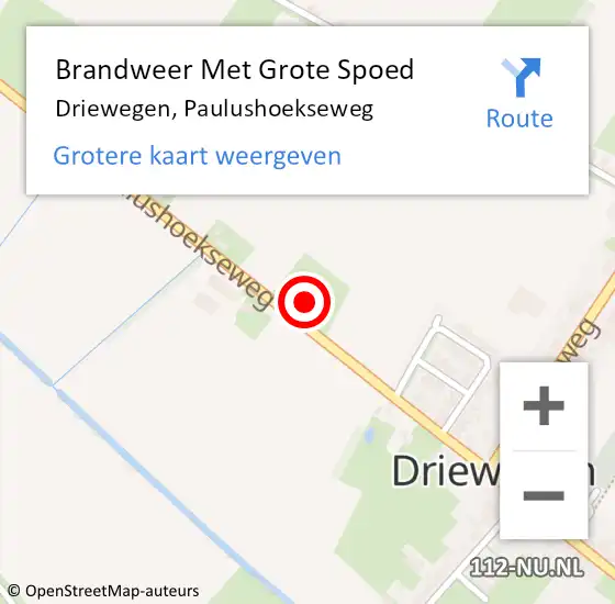 Locatie op kaart van de 112 melding: Brandweer Met Grote Spoed Naar Driewegen, Paulushoekseweg op 16 juni 2023 16:15