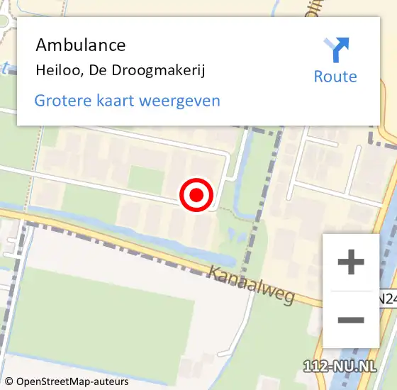 Locatie op kaart van de 112 melding: Ambulance Heiloo, De Droogmakerij op 16 juni 2023 16:15