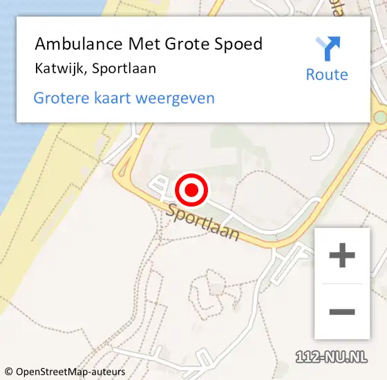Locatie op kaart van de 112 melding: Ambulance Met Grote Spoed Naar Katwijk, Sportlaan op 16 juni 2023 16:19