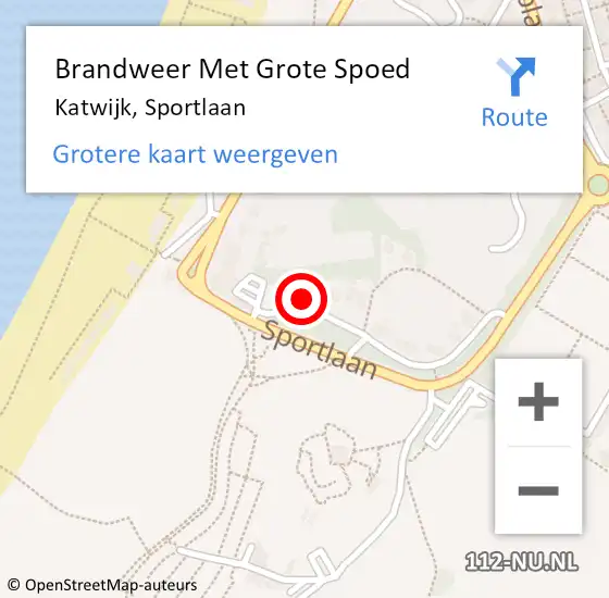 Locatie op kaart van de 112 melding: Brandweer Met Grote Spoed Naar Katwijk, Sportlaan op 16 juni 2023 16:19
