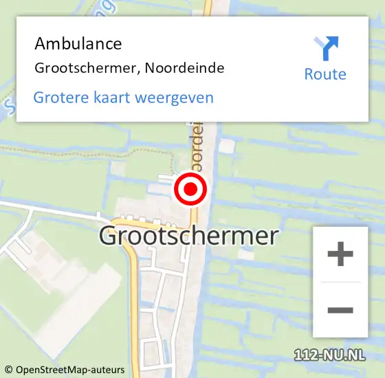 Locatie op kaart van de 112 melding: Ambulance Grootschermer, Noordeinde op 16 juni 2023 16:27