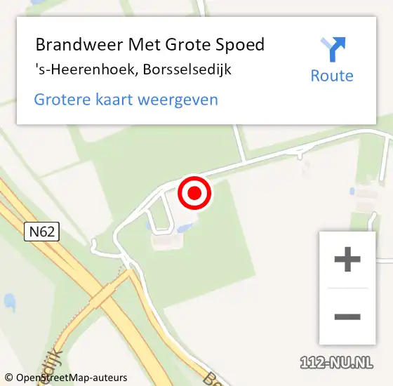 Locatie op kaart van de 112 melding: Brandweer Met Grote Spoed Naar 's-Heerenhoek, Borsselsedijk op 16 juni 2023 16:45