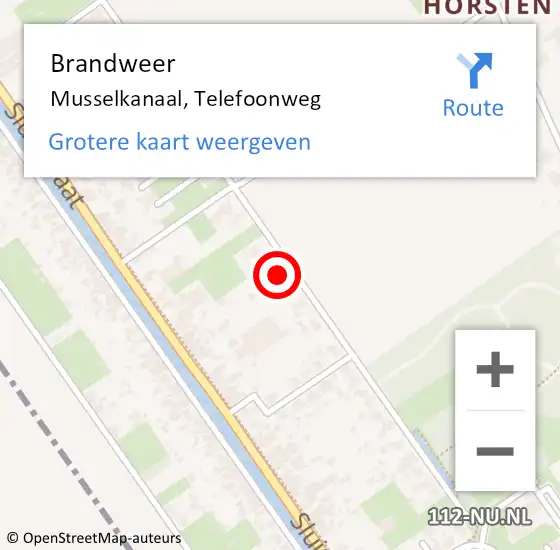 Locatie op kaart van de 112 melding: Brandweer Musselkanaal, Telefoonweg op 16 juni 2023 16:52