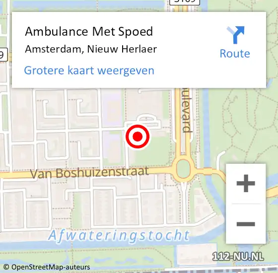 Locatie op kaart van de 112 melding: Ambulance Met Spoed Naar Amsterdam, Nieuw Herlaer op 16 juni 2023 16:56