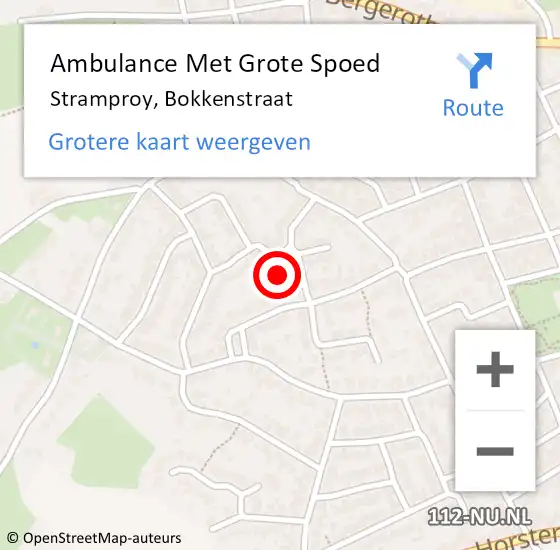 Locatie op kaart van de 112 melding: Ambulance Met Grote Spoed Naar Stramproy, Bokkenstraat op 16 juni 2023 17:05