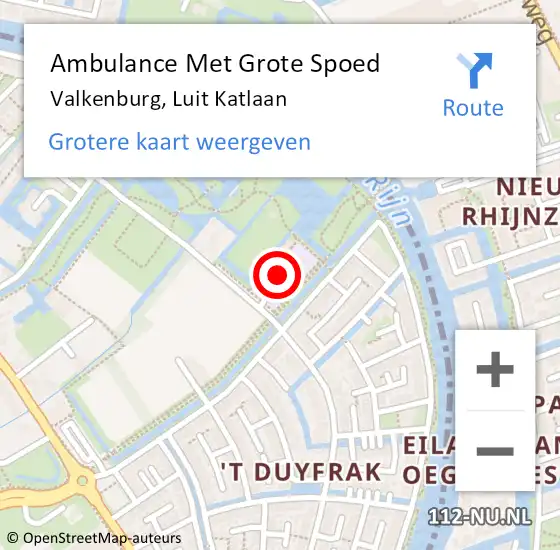 Locatie op kaart van de 112 melding: Ambulance Met Grote Spoed Naar Valkenburg, Luit Katlaan op 16 juni 2023 17:12