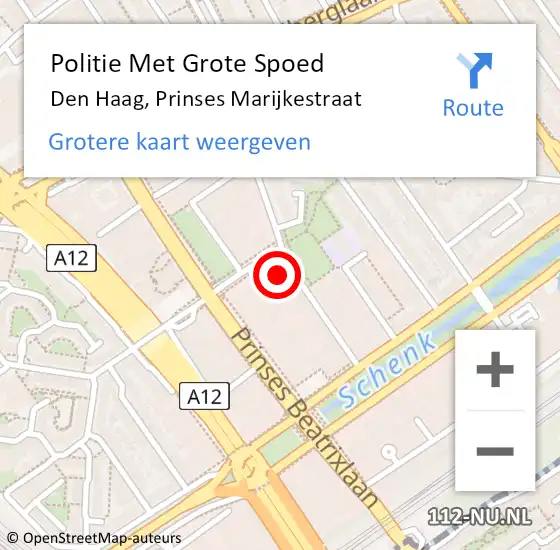 Locatie op kaart van de 112 melding: Politie Met Grote Spoed Naar Den Haag, Prinses Marijkestraat op 16 juni 2023 17:29