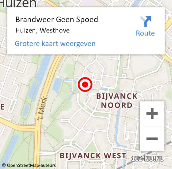 Locatie op kaart van de 112 melding: Brandweer Geen Spoed Naar Huizen, Westhove op 16 juni 2023 18:06