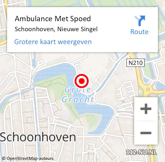 Locatie op kaart van de 112 melding: Ambulance Met Spoed Naar Schoonhoven, Nieuwe Singel op 16 juni 2023 18:06