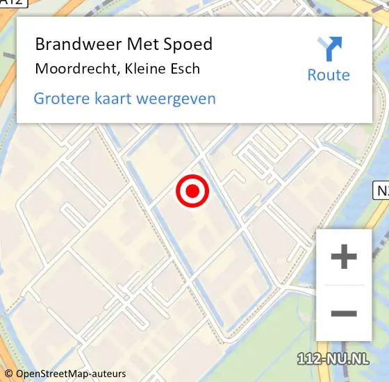 Locatie op kaart van de 112 melding: Brandweer Met Spoed Naar Moordrecht, Kleine Esch op 16 juni 2023 18:10