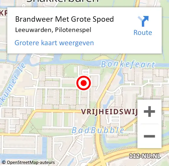 Locatie op kaart van de 112 melding: Brandweer Met Grote Spoed Naar Leeuwarden, Pilotenespel op 16 juni 2023 18:21