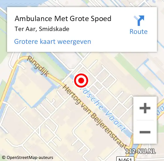 Locatie op kaart van de 112 melding: Ambulance Met Grote Spoed Naar Ter Aar, Smidskade op 16 juni 2023 18:22
