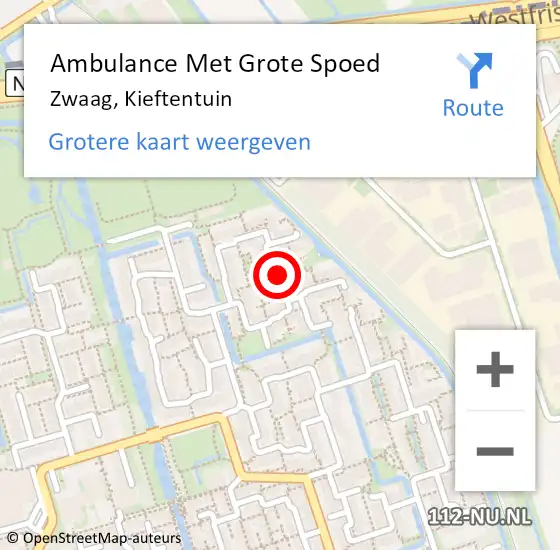 Locatie op kaart van de 112 melding: Ambulance Met Grote Spoed Naar Zwaag, Kieftentuin op 16 juni 2023 18:25