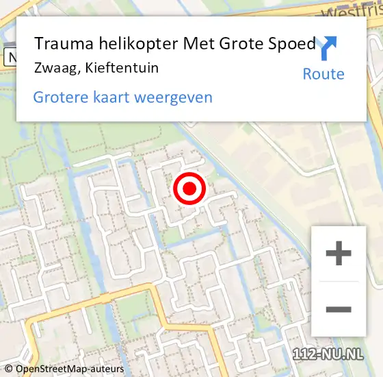Locatie op kaart van de 112 melding: Trauma helikopter Met Grote Spoed Naar Zwaag, Kieftentuin op 16 juni 2023 18:26